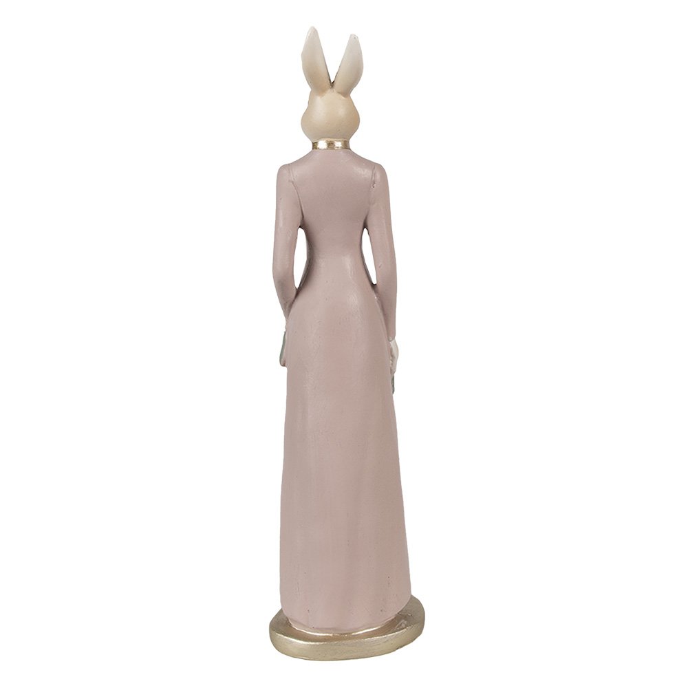 Paasdecoratie konijn 28 cm beige roze polyresin