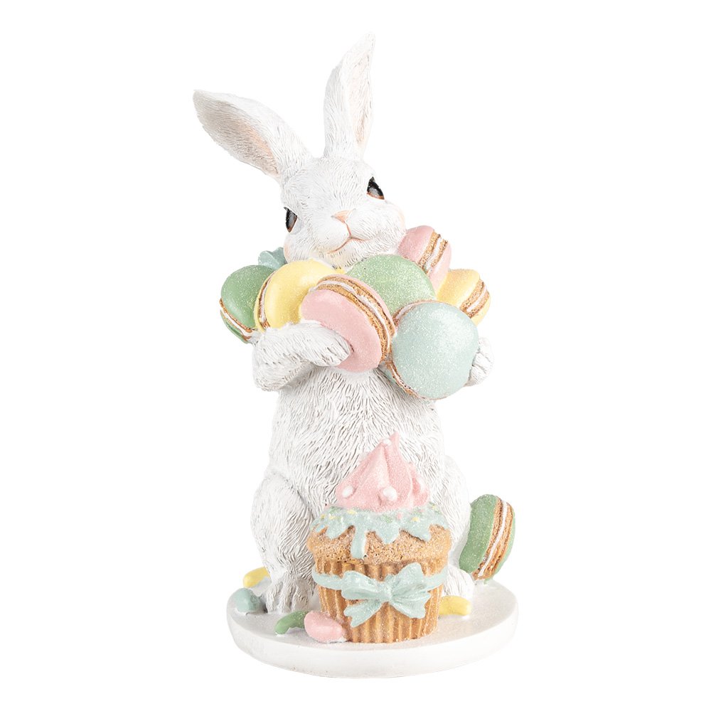 Decoratie Beeld Konijn 25 cm Wit Kunststof Macarons