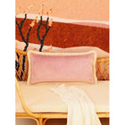 "Light pink" soft velvet bolster with fringe