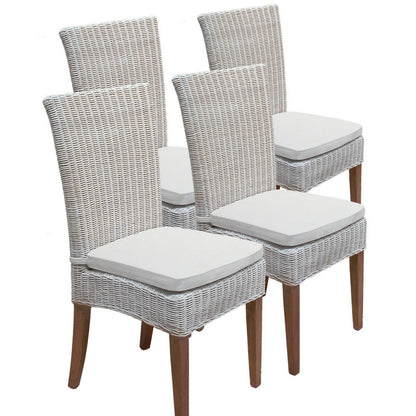 Eetkamer Stoelen Rattan Set Van 4 Stuks Wit Cardine Modern