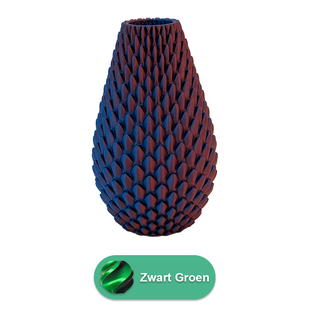 3D vaas PLA 20 cm groen/paars