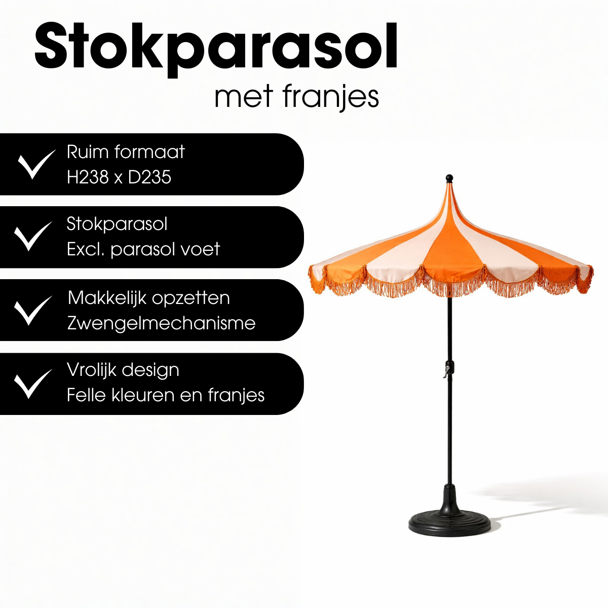 Parasol 235 cm oranje polyester