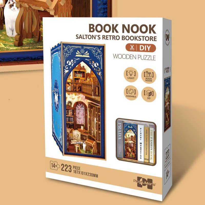 Inspirebox, 3D Booknook, Salton's Retro Bookstore, BE011924, 18,7x10,1x23cm