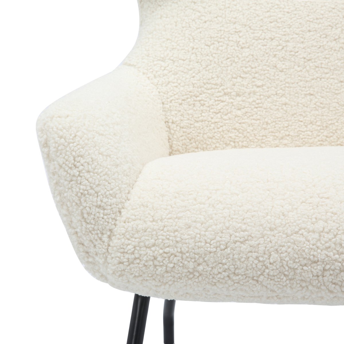 Fauteuil met kruk teddybont beige