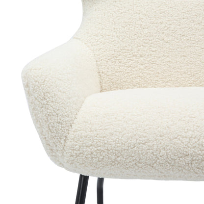 Fauteuil met kruk teddybont beige