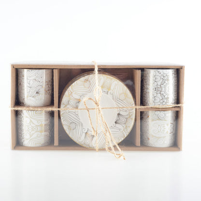 Kopjes met schotels 4 stuks keramiek wit 11x11x7 cm