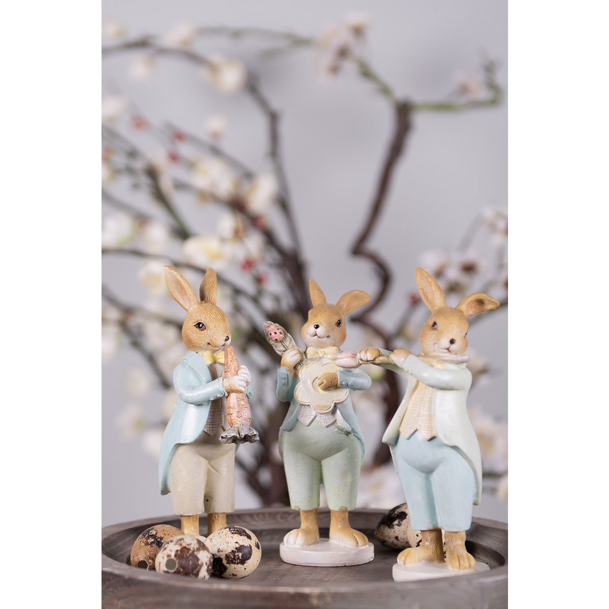 Konijnenbeeld 15 cm bruin polyresin