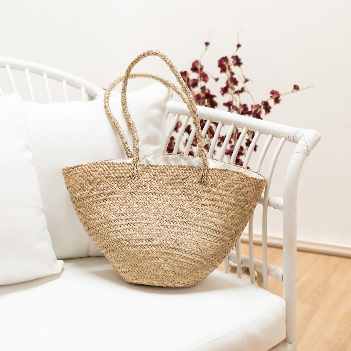 Strandtas zeegras 45x14x28 cm beige