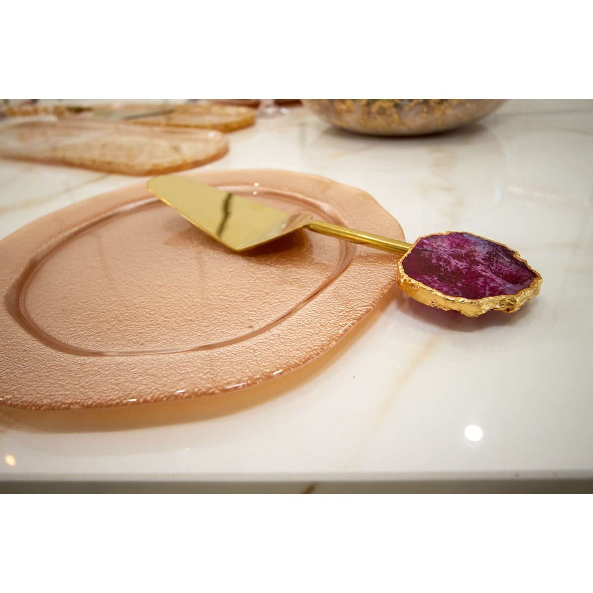 Gold cake shovel Pierre agate rose