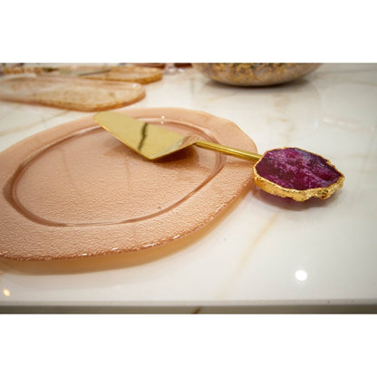 Gold cake shovel Pierre agate rose