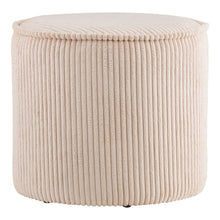 Poef ribfluweel beige ø40x35 cm