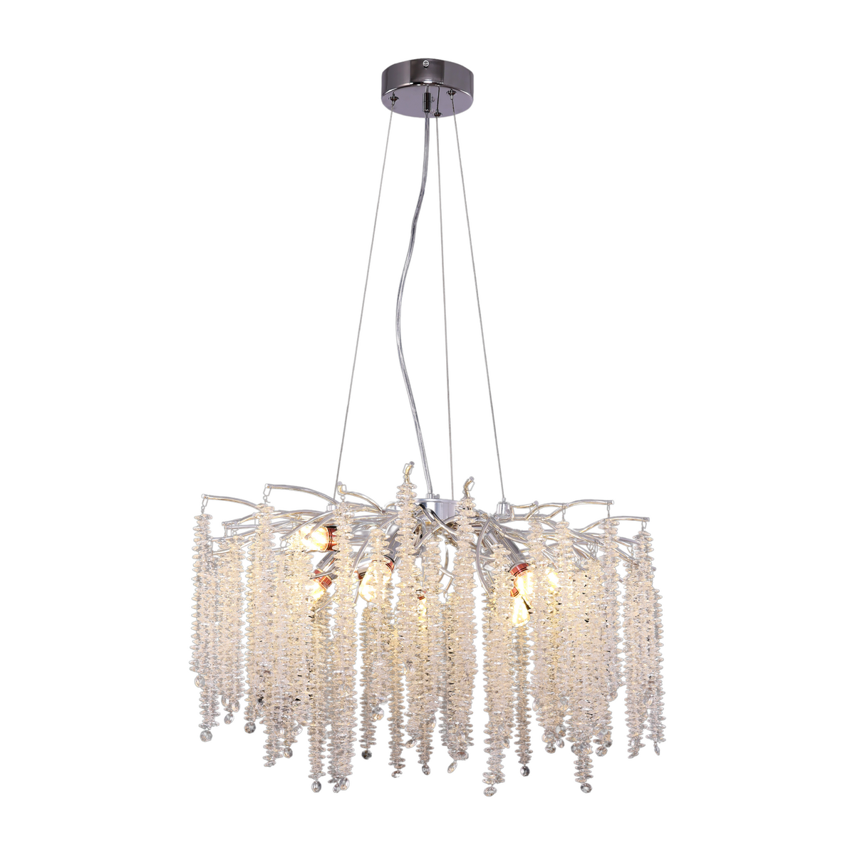 Hanglamp zilver rond 60 cm kristal