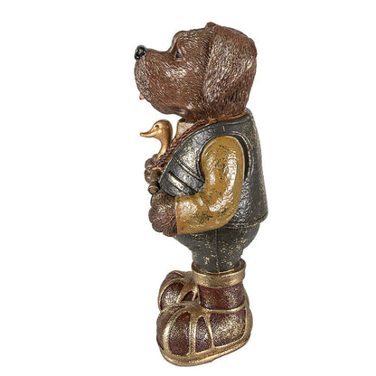Hondenbeeld 16x14x34 cm polyresin bruin groen
