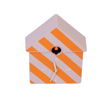Cuckoo Clock Pattern Orange Pink Playful Clock 24x27x9cm