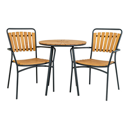 Cleveland Cafe Table With Teak Top And Black Legs Ø70x74 cm