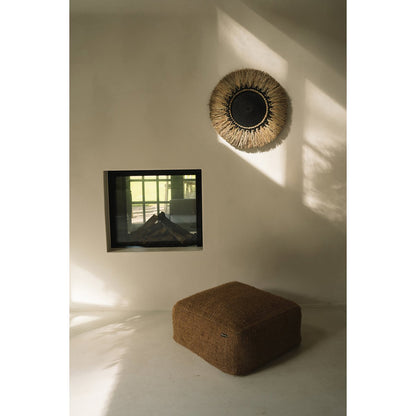 Wanddecoratie macramé raffia zwart naturel 60x3 cm