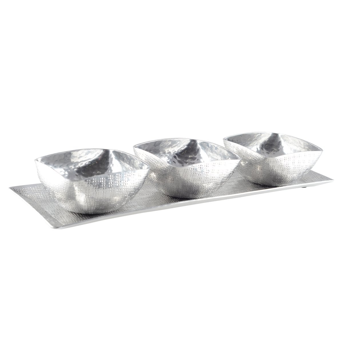 Aperitiefset 3 kopjes aluminium zilver 36,5x17x32 cm
