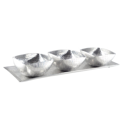 Aperitiefset 3 kopjes aluminium zilver 36,5x17x32 cm