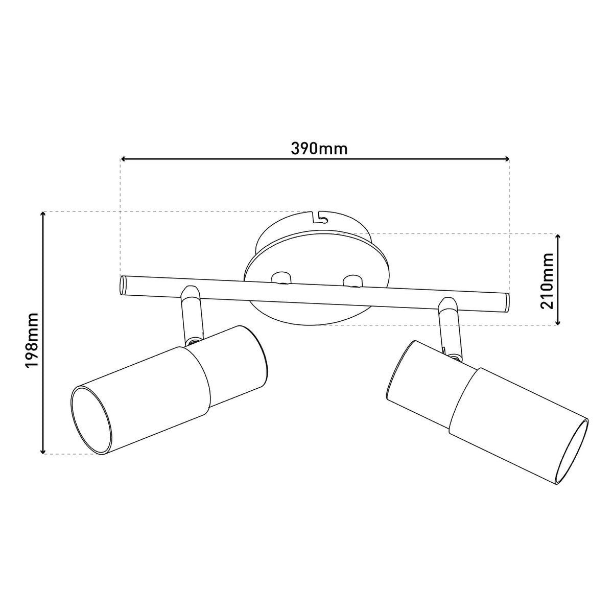Plafondspot 2 stuks 39 cm metaal hout plastic