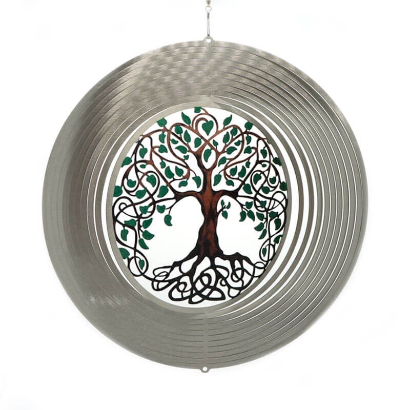 Windspinner Ø30 cm RVS Tree of Life zilver
