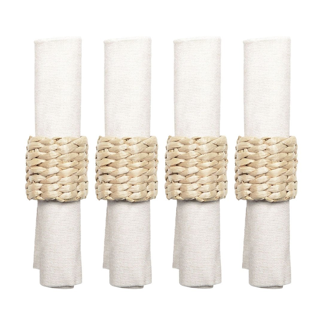 Servetringen rotan 4 stuks beige 3x3x2 cm