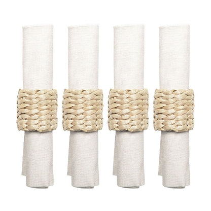 Servetringen rotan 4 stuks beige 3x3x2 cm