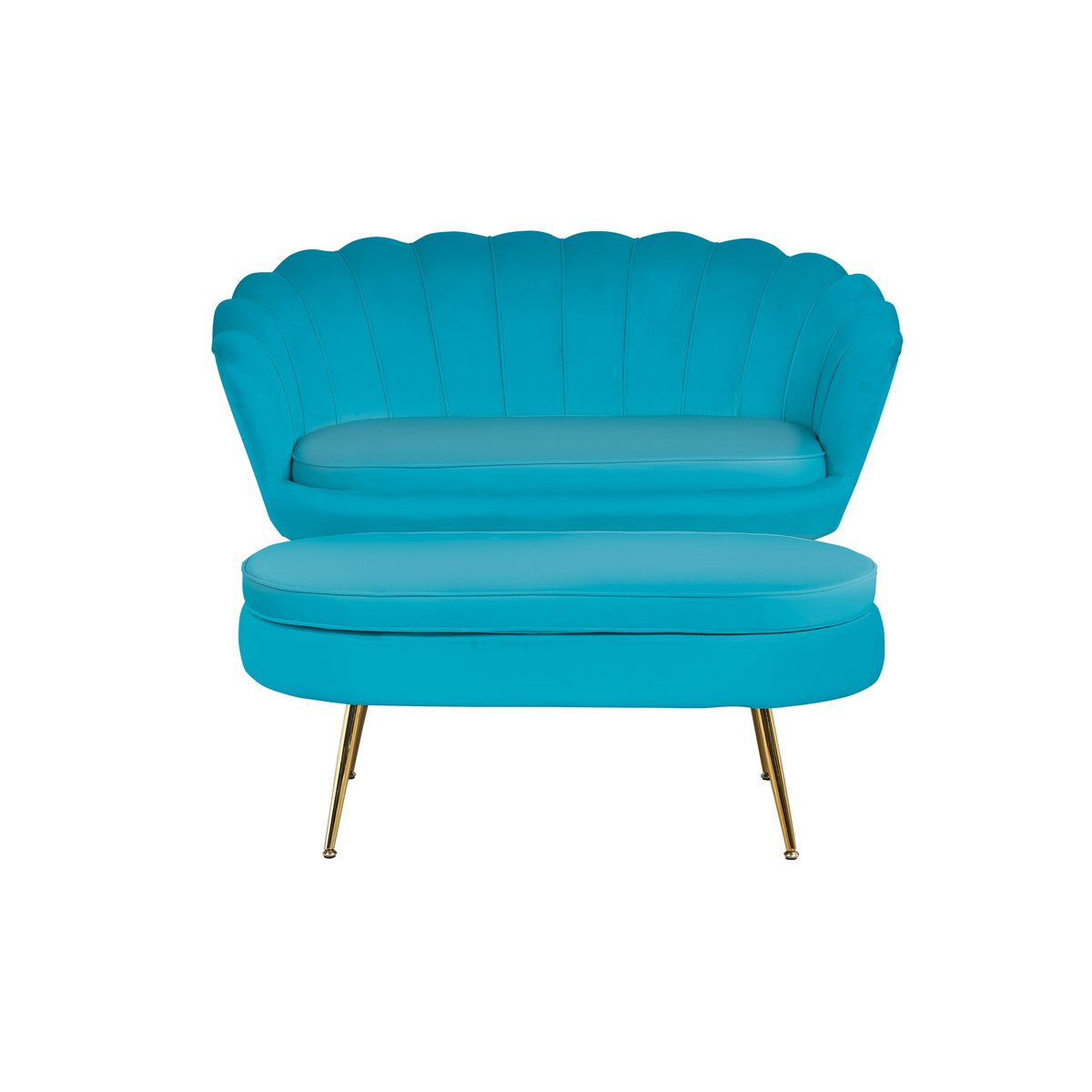 Schelpenbank fluweel blauw 136x77x78 cm