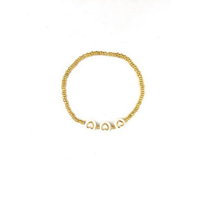 Kinderarmband hartjes goud 15 cm stretch