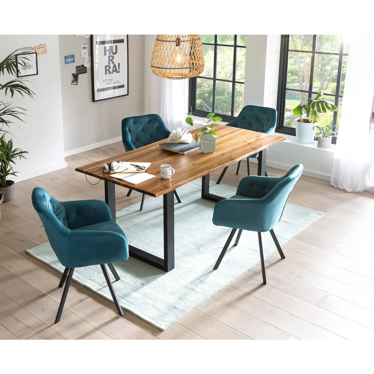 Eettafel 125x80 cm massief acaciahout boomrand