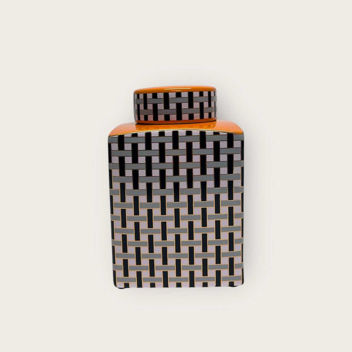 Porseleinen busje met deksel set A-stijl B-stijl oranje