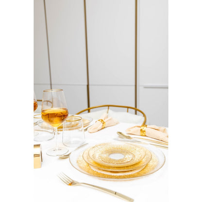 Gold flat plate in glass 28x28x2.5 cm - sun