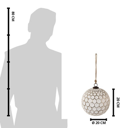 Kerstbal XL Ø 20 cm Wit Zilverkleurig Glas Kerstdecoratie