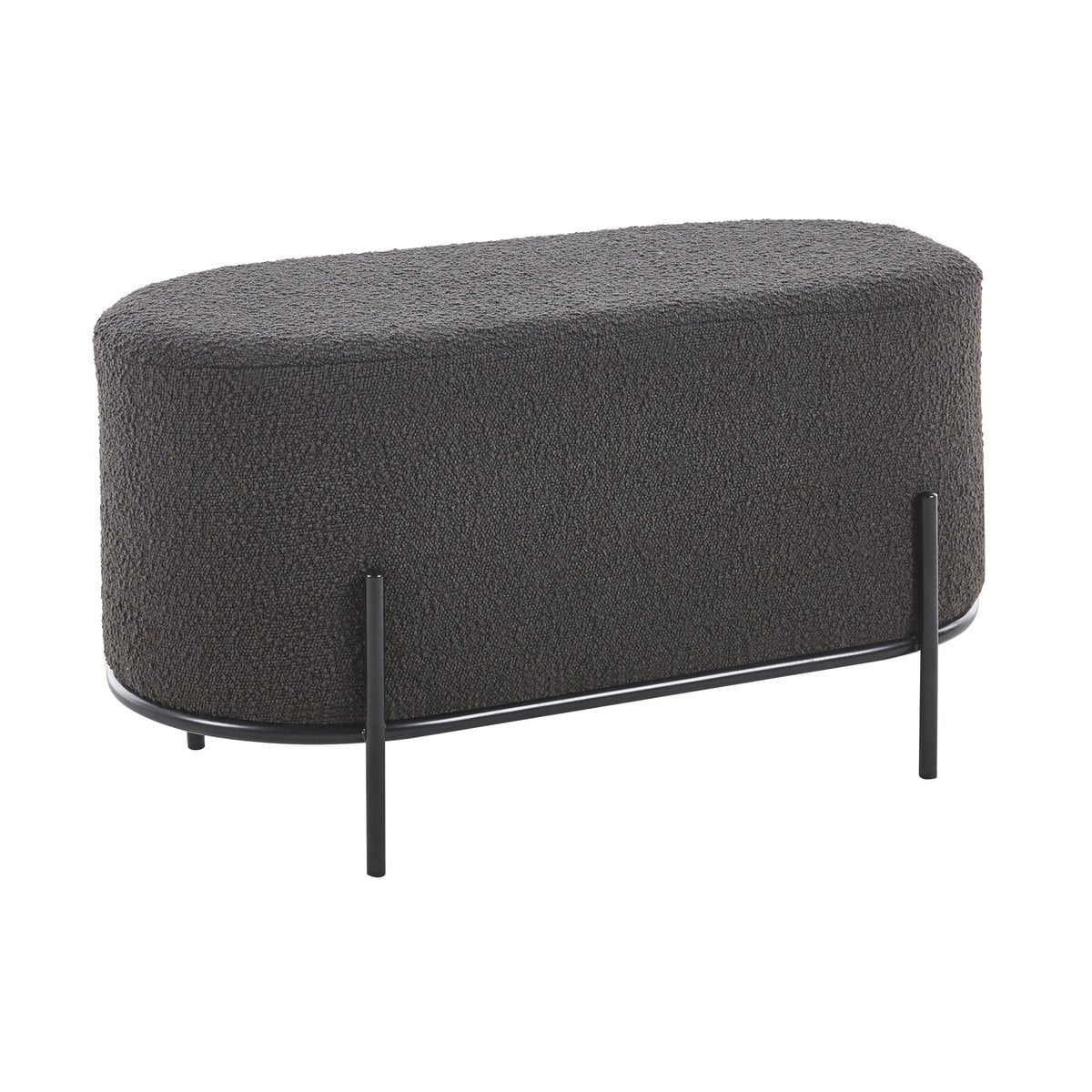 Poef bouclé antraciet 80x40x42 cm