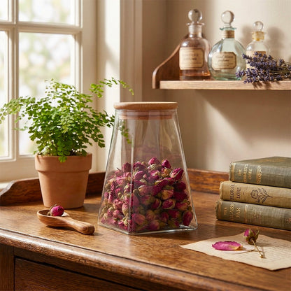 Pot 740ml glas met houten deksel