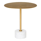 Bijzettafel Lecco 51x52cm messing marmer staal