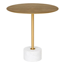 Bijzettafel Lecco 51x52cm messing marmer staal