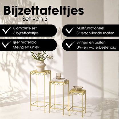 Plantenstandaard 3 stuks lichtgroen ijzer