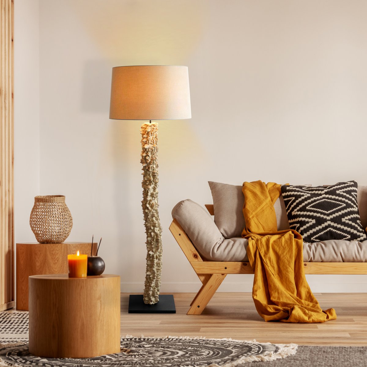 Floor lamp driftwood natural/white 150 cm