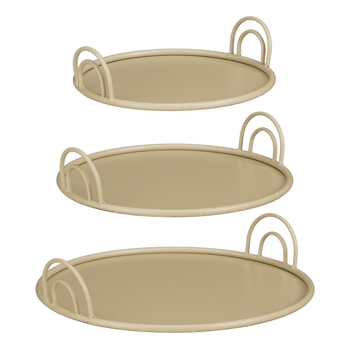 Dienblad set 3 stuks Ø30-42 cm beige ijzer