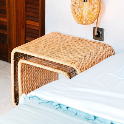 Rotan bijzettafel 55x45x45 cm