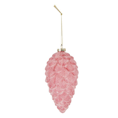 Kerstbal Set van 2 Dennenappel Ø 7 cm Rood Glas Kerstdecoratie