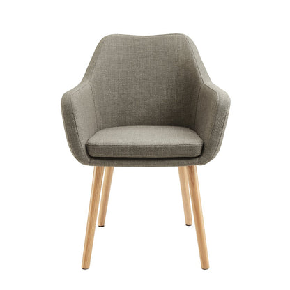 Fauteuil bruine structuurstof massief eikenhout
