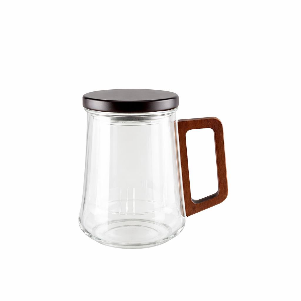 Glazen mok met filter en deksel 525 ml