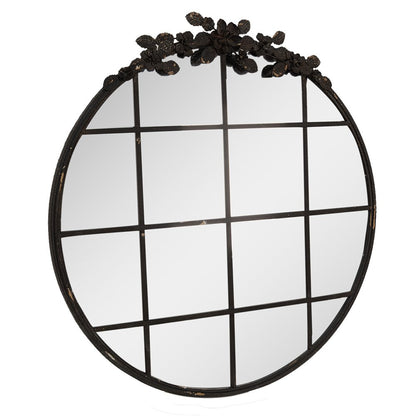 Wandspiegel 81 cm rond zwart ijzer