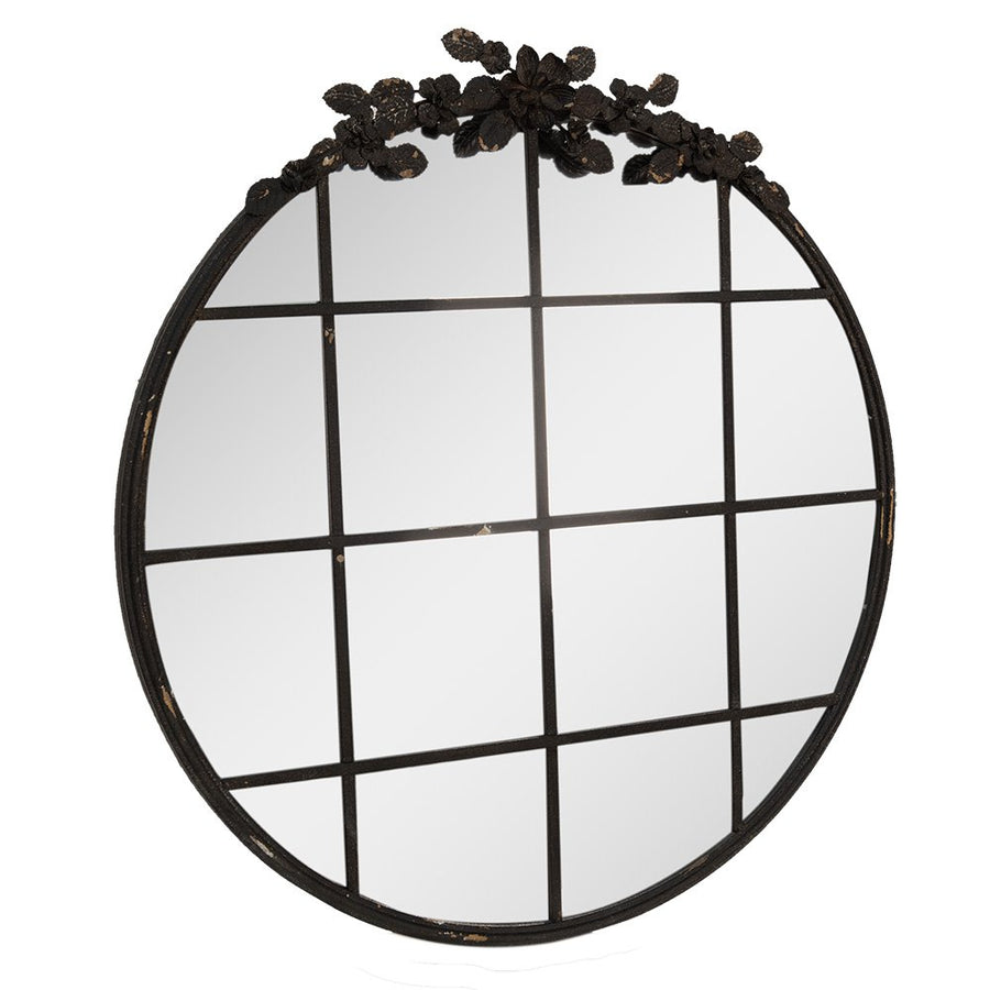 Wandspiegel 81 cm rond zwart ijzer