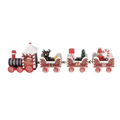 Kerstdecoratie trein 22x2x7 cm rood hout
