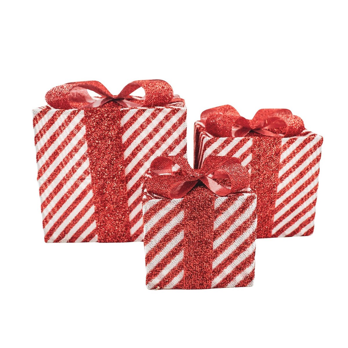 Polysenee LED Kerstcadeau Dozen S3 Rood Wit 15/20/25 cm