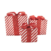 Polysenee LED Kerstcadeau Dozen S3 Rood Wit 15/20/25 cm