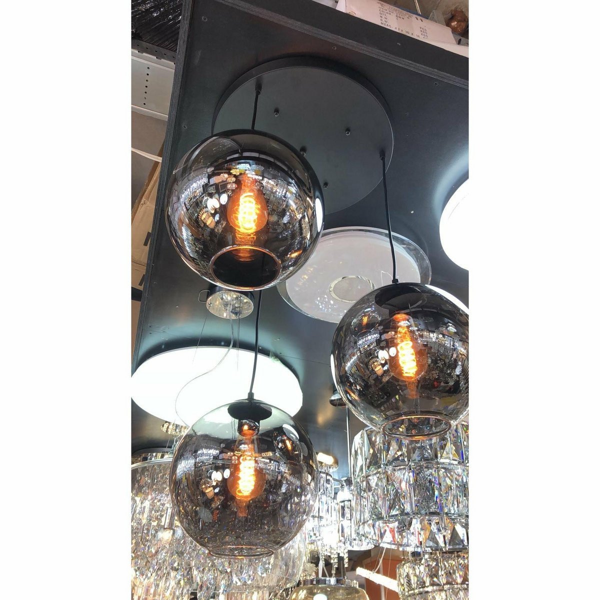 Hanglamp smoke glas 3 bollen Ø25 cm