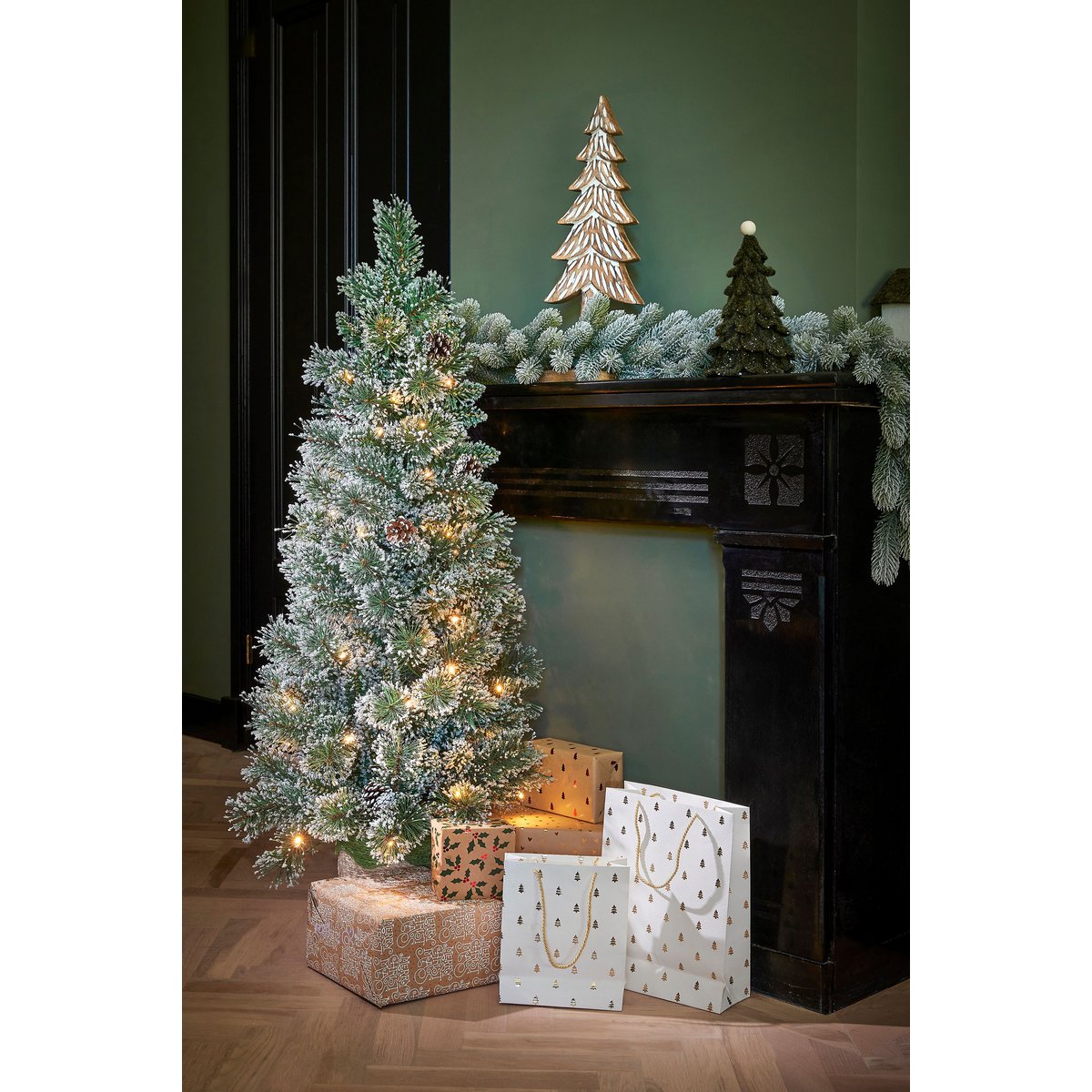 Vandans Kerstboom Pot Groen Frosted Hoogte 90 Cm Diam 48